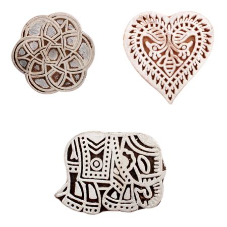 Set of 3 Piece New Mix Wooden Printing Block